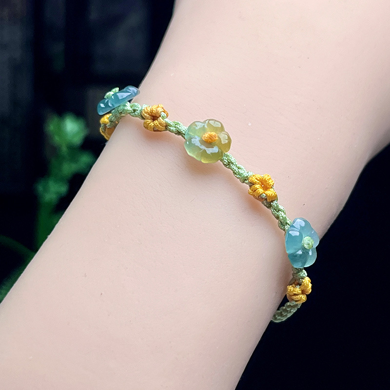 Women'S Fashion - Myanmar Jadeite Flower Bracelet Real Jewelry