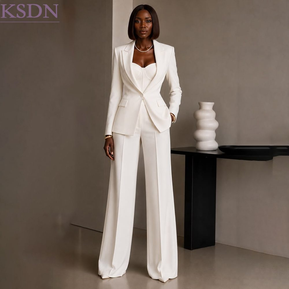 Women'S Fashion Jackets - Luxury White Women's Suits Fashion Designer