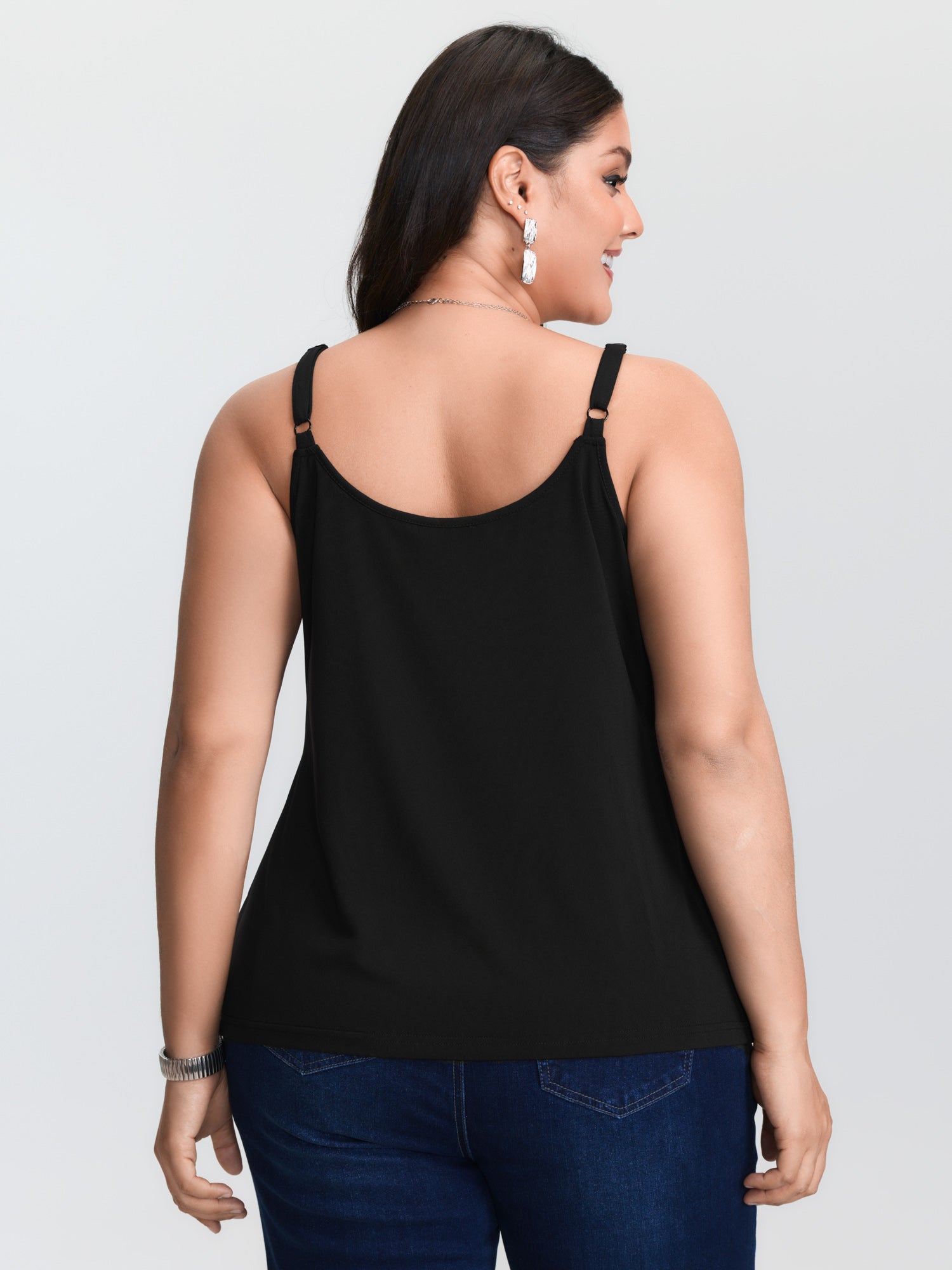 Plus‑size Black Knitted Camiso - огляд і ціна Lace Trim Cami